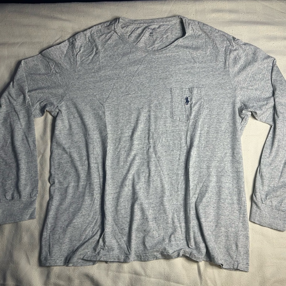 Ralph Lauren Light Gray Long Sleeve Men's Tee